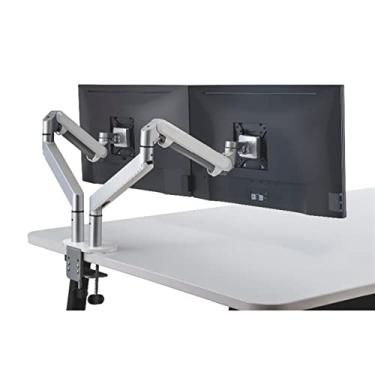 Imagem de Braço do Monitor 17-32 "Stand de monitor duplo, montagem de monitor duplo da mola de gás, Vesa. Monte 75x75 100x100, braço de monitor duplo de movimento completo de alumínio, mantém até 17.6lbs / braç