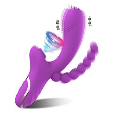 Imagem de Vibrador Feminino 3 em 1 Brinquedos Sexuais para mulher adulto com 10 modos de vibração clitóris stimulato à prova dwaterproof água (Roxo)