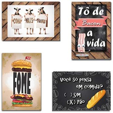 Imagem de Kit com 4 Placas em MDF - Cozinha Divertida - R+ Adesivos