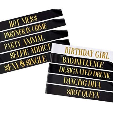Imagem de Happy Birthday Sashes – 10 Pack | 1 Birthday Girl Sash & 9 Funny Party Sashes for Women | Celebration Accessories