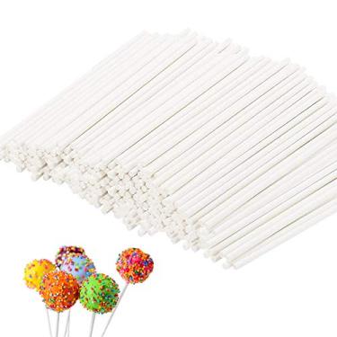 Imagem de Palitos de pirulito branco de 200 peças, palitos de papel de 6 polegadas para bolo de pops, cupcake, derretimento de doces, chocolate, cookie, sobremesa (diâmetro 3,5 mm)