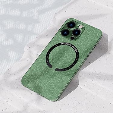 Imagem de Estojo de carregamento magnético sem fio para iphone 14 13 12 11 pro max 14 plus skin couro fino capa traseira dura, verde, para iphone 12pro max