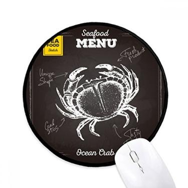 Imagem de DIYthinker Tapete de mouse com padrão de esboço de caranguejo de organismo marinho para mesa de escritório tapete redondo para computador