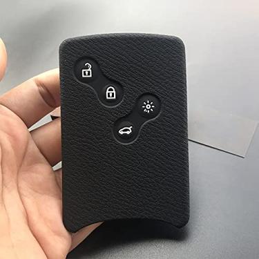 Imagem de YJADHU Capa de borracha de silicone para chave de carro Shell 4 botões, apto para cartão cênico Renault Clio Logan Megane 2 3 Koleos, preto