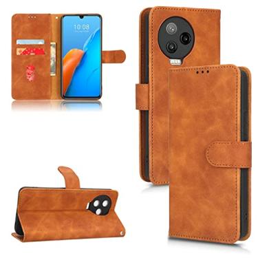 Imagem de Capas de telefone Business Skin Feel compatíveis com Infinix Note 12 Pro Note12Pro 4G capa de couro slots para cartão clipe de carteira capa de telefone à prova de choque (marrom, Infinix Note 12 Pro 4G)