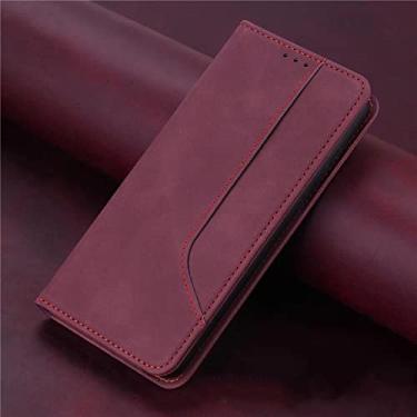 Imagem de Capa de couro magnético retrô para iPhone 14 13 12 Mini 11 Pro X XS Max XR 8 7 6 6S Plus SE 2020 Porta-cartões de carteira, vermelho, para iPhone X XS