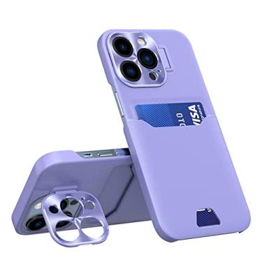 Imagem de Carteira com slot para cartão de luxo, capa de telefone para iPhone 14 Pro Max Plus 13 12 mini câmera proteção suporte suporte capa, roxo, para iPhone13 ProMax
