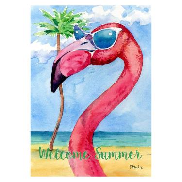 Imagem de Toland Home Garden 1012432 Flamingo de verão 28 x 40 polegadas decorativa, bandeira da casa (71 x 101 cm)