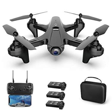 Imagem de Moniss Drone RC com câmera Drone de câmera dupla 4k RC Quadcopter WiFi FPV Drone dobrável modo sem cabeça Drone de retorno de uma chave para adultos com bolsa portátil