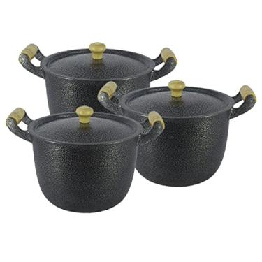 Imagem de Jogo Caldeirões Aluminio Batido Craqueado Preto para Feijão