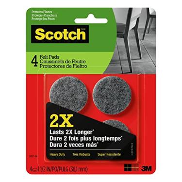 Imagem de Scotch Almofadas de feltro resistentes, redondas, cinza, 3,8 cm de diâmetro, 4 blocos/pacote (SP871-NA)
