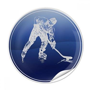 Imagem de Esporte de inverno patinação e hóquei no gelo placa de aquarela decorativa de porcelana Salver louças de jantar