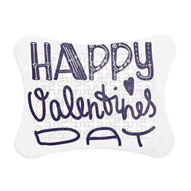 Imagem de Happy Valentine Day Moldura de quebra-cabeça de papel com citação fofa, jogo de quebra-cabeça para casa