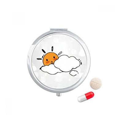 Imagem de Estojo de comprimidos com estampa de ilustração de sol em nuvem, caixa de armazenamento de medicamentos, dispensador de recipiente