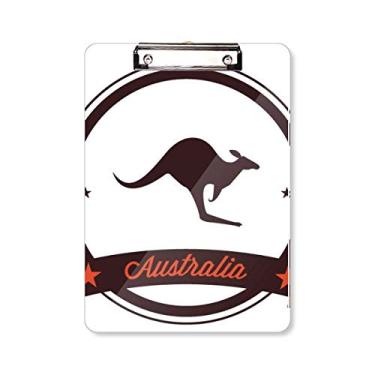 Imagem de Prancheta de ilustração com emblema de Canguru sabor australiano, pasta, bloco de notas A4