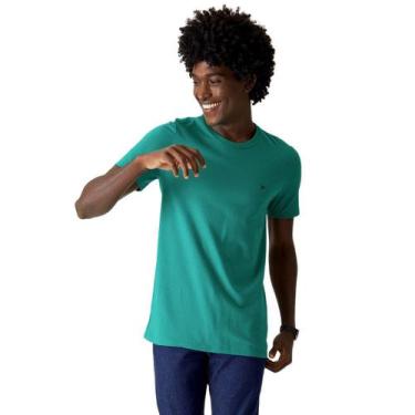 Imagem de Camiseta Malwee Masculina Slim Meia Malha Branca Marinho Azul Verde Ci