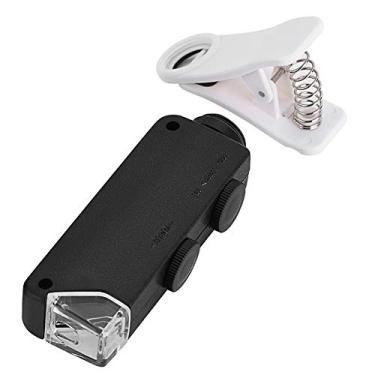 Imagem de 60X-100X Acessório de lente óptica para celular para smartphone lente de microscópio de LED com clipe para telefones celulares