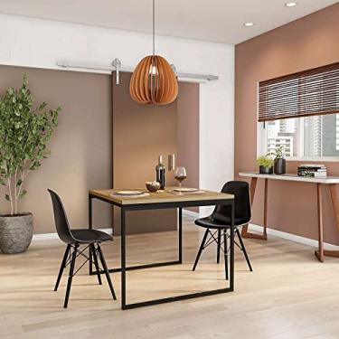 Imagem de Mesa de Jantar Quadrada Industrial Memphis Carvalho e Preta 90 cm