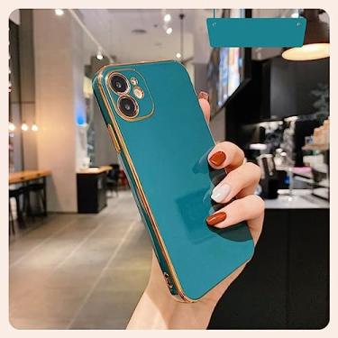 Imagem de Capa de telefone de silicone macio bronzeador de proteção de lente de luxo para iPhone 13 14 12 Pro Max 7 8 Plus X XS XR 11 capa MiNi SE, verde escuro, para iPhone 7 Plus