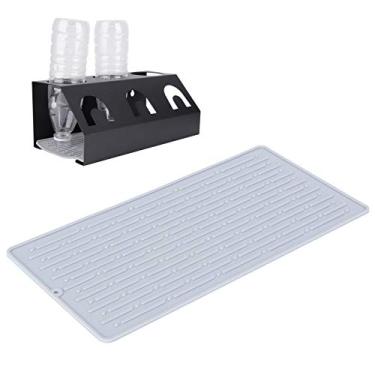 Imagem de Tapete de drenagem, 2 furos Resistente ao calor, à máquina de lavar louça, antideslizante e ecologicamente correto para prateleiras de secagem de silicone, para(Tapete de ralo de três furos)