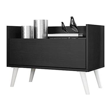 Imagem de Mesa de Cabeceira 80 cm c/Pés Retrô Multimóveis Preta/branca