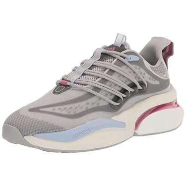 Imagem de adidas Alphaboost V1 Tênis feminino, Cinza/Rosa Strata/Blue Dawn, 39