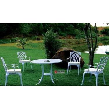 Imagem de Conjunto de Mesa Para Jardim Geneva com Mesa de 1,00 m em Alumínio Fundido Unifer Móveis