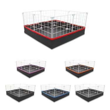 Imagem de Cercado Aramado 60X60Cm Branco + Bandeja Higiênica Vermelho