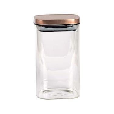 Imagem de Porta Mantimentos Quadrado Dynasty em Vidro Borossilicato com Tampa de Metal Cobre – 1,1 L