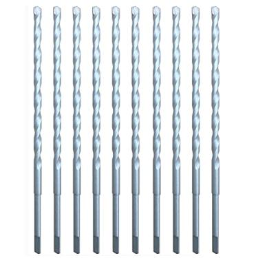 Imagem de Pacote com 10 unidades de brocas de alvenaria com ponta de carboneto com ponta de areia, fundidas com meia haste plana para uso em maçonaria, pedra, azulejo de cerâmica, tijolos, concreto e mármore., DM0316512-10, Cinza, 3/16 X 5-1/2