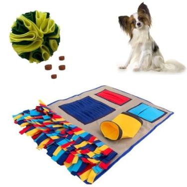 Imagem de Kit Brinquedo de Enriquecimento Ambiental para Cães e Gatos Cachorro Bola de Forrageio Tapete Interativo Fuça Fuça (Bola Verde)
