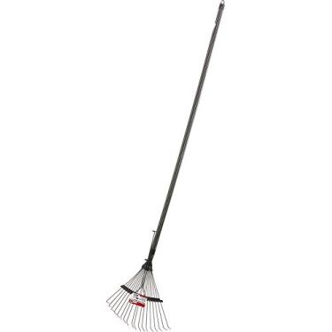 Imagem de Nove54, Vassoura Metálica Para Grama, 18 Arame, Regulável, Preta, Com Cabo.