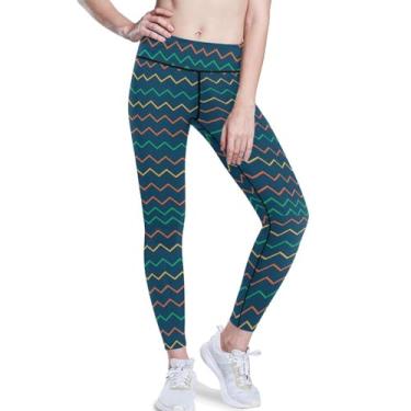 Imagem de KLL Calça de ioga feminina com estampa de onda reta capri esportiva para mulheres PP, Padrão de onda, M