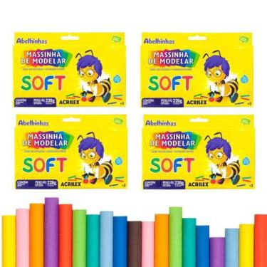 Imagem de Kit Massinha De Modelar 4 Caixas - Com 12 Cores 180 Soft Acrilex 3224