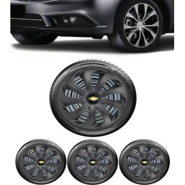 Imagem de Jogo 4 Calotas Esportiva Velox Preto Fosco Aro 14 CHEVR Celta Agile Cobalt Sonic Montana Meriva Zafira Corsa Hatch Maxx Sedan Classic