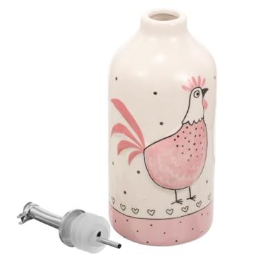 Imagem de HOLIDYOYO Garrafa dispensadora de azeite de oliva de Páscoa, galheteiro de vinagre de cerâmica com estampa de frango fofo Shoyu, recipiente para molho de soja, pote de condimento líquido para xarope