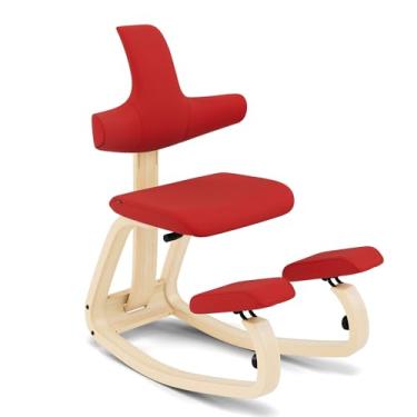 Imagem de Varier Cadeira ergonômica ajustável ThatSit Balans com encosto, garantia limitada de 10 anos, projetada por Peter Opsvik, vermelho/natural