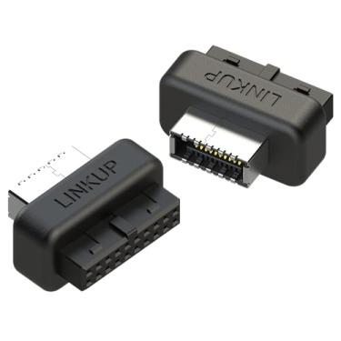 Imagem de LINKUP - Adaptador de painel frontal USB-C - Converte a placa-mãe 3.0/3.1 IDC20 cabeçalho de 19 pinos para tipo-C (tecla A) - Projetado para todos os dispositivos USB-C - Estrutura sólida para