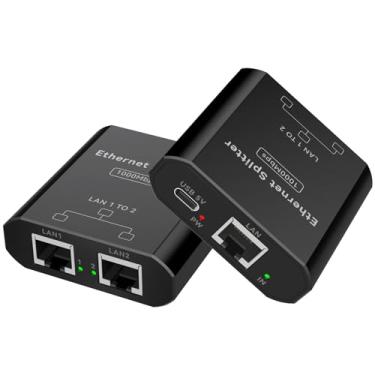 Imagem de PVBCTCSID Divisor Ethernet 1 a 2 1000Mbps de alta velocidade para Internet Splitter LAN Switch divisor de rede com cabo de alimentação USB C para computadores, hubs, roteadores, decodificadores, TV