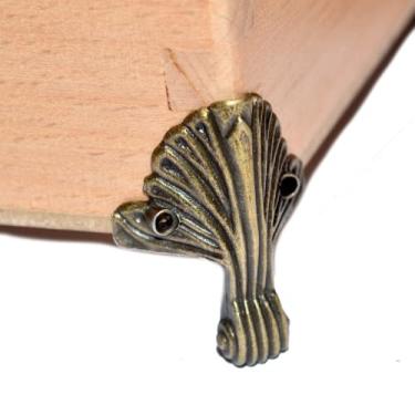 Imagem de 12 peças de caixa de madeira bronze vintage pernas de metal caixa de joias decorativa pés caixa de ferramentas de cobre suporte pé antigo retro presente protetor de canto tamanho médio (comprimento: