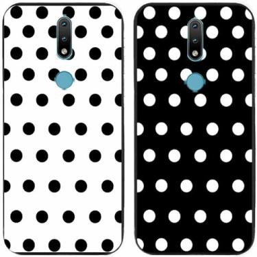 Imagem de 2 peças preto branco bolinhas impressas TPU gel silicone capa de telefone traseira para Nokia todas as séries (Nokia 2.4)