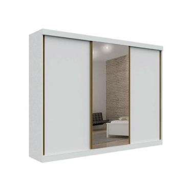 Imagem de Guarda Roupa Casal Com Espelho 3 Portas 4 Gavetas - San Marino-Branco