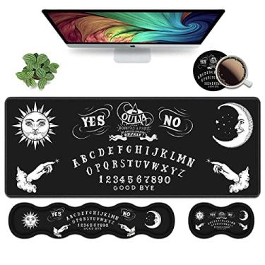Imagem de Conjunto ergonômico de descanso de pulso para teclado e mouse pad, grande 2GG Mousepad para jogos 80 x 30 cm, espuma viscoelástica, alívio da dor de digitação, tapete de mesa multifuncional para escritório e casa, tabuleiro Ouija