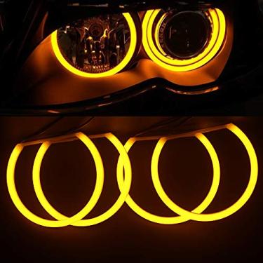 Imagem de csslyzl Anel de luz LED amarelo âmbar 3000K Angel Eyes de 131 mm compatível com BMW E36 E38 E39 E46 M3 com farol HID xenon