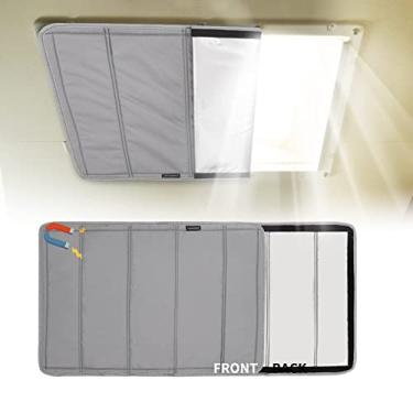 Imagem de RVINGPRO Toldo magnético para claraboia RV 40.6 cm x 63.5 cm, dupla face dobrável RV Vent Blackout Shade, refletor RV Skylight Shade Cover for Inside Campper, com bolsa de armazenamento, cinza