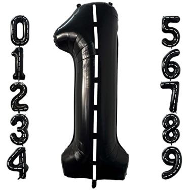 Imagem de 40 Inch Race Car Black Number 1 Balloon Large Size Jumbo Digit Foil Mylar Racetrack Helium Balloons for Boys 1th Racing Car Monster Truck Theme Birthday Party Anniversary Celebration Decoration