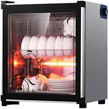 Imagem de Armário de limpeza de cozinha multifuncional, rack duplo de pratos de aço inoxidável, armário de desinfecção de grande capacidade, armário de desinfecção de utensílios de mesa, adequado para