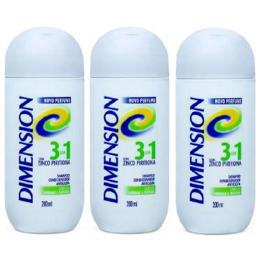 Imagem de Kit Shampoo Dimension 3 em 1 Anticaspa Oleosos 200ml - 3 Unidades