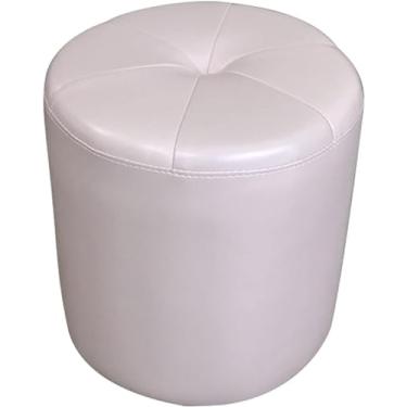 Imagem de Banqueta redonda para sala de estar, banquinho redondo, pufe otomano, banco criativo para troca de sapatos, impermeável, material de couro, moldura de madeira maciça, rosa, 32 x 40 cm