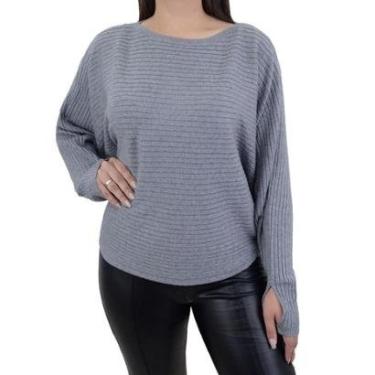 Imagem de Blusa Feminina Facinelli By Mooncity Oversized Cinza Escuro - 651111-Feminino